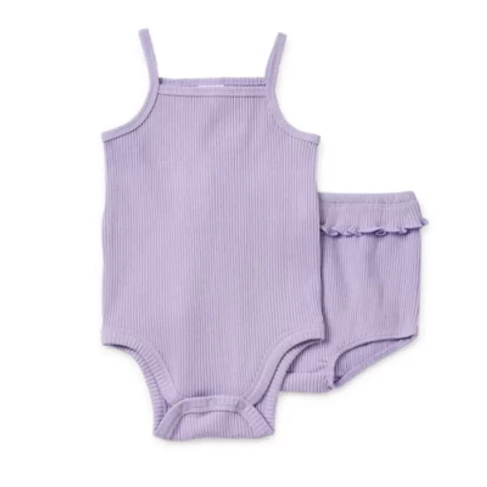 Okie Dokie Baby Girls 2-pc. Ribbed Bodysuit Set