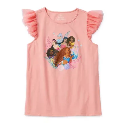 Disney Collection Little & Big Girls Crew Neck Sleeveless The Little Mermaid Ariel Graphic T-Shirt