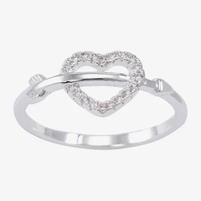 Sparkle Allure Cubic Zirconia Pure Silver Over Brass Arrow Heart Band