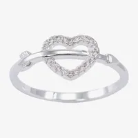 Sparkle Allure Cubic Zirconia Pure Silver Over Brass Arrow Heart Band