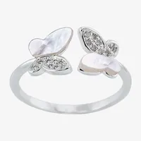 Sparkle Allure Bypass Mother Of Pearl Pure Silver Over Brass Butterfly  Band