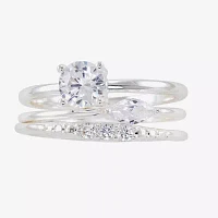 Sparkle Allure Delicate 3-pc. Cubic Zirconia Pure Silver Over Brass Bridal Set