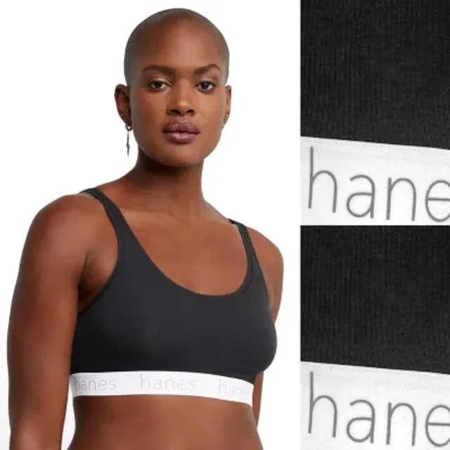 Hanes Women's Cotton Scoopneck Crop Bralette Pack, Breathable Low-Impact  Sports Bra, 3-Pack