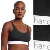 Hanes Originals Ultimate Stretch Cotton Women's Scoopneck Bralette, 2-Pack DHO102