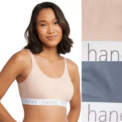 Hanes Originals Ultimate Stretch Cotton Women's Scoopneck Bralette, 2-Pack DHO102