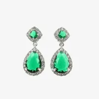 Vieste Rosa Halo Crystal Pear Drop Earrings