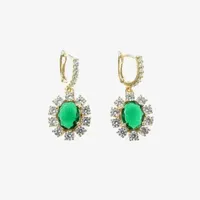 Vieste Rosa Halo Crystal Oval Drop Earrings