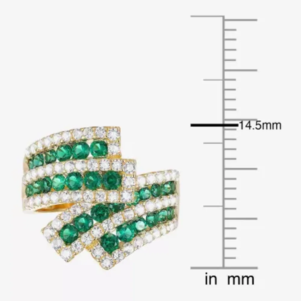 Lab Created Gemstone 14K Gold Over Silver Crossover Cocktail Ring