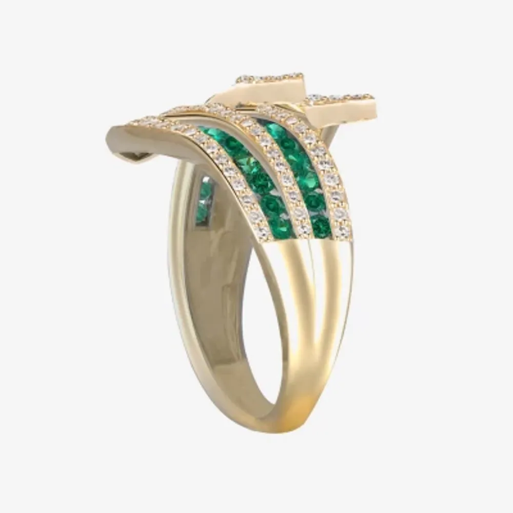 Lab Created Gemstone 14K Gold Over Silver Crossover Cocktail Ring