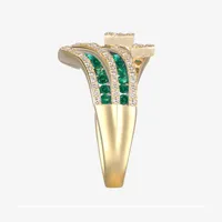 Lab Created Gemstone 14K Gold Over Silver Crossover Cocktail Ring