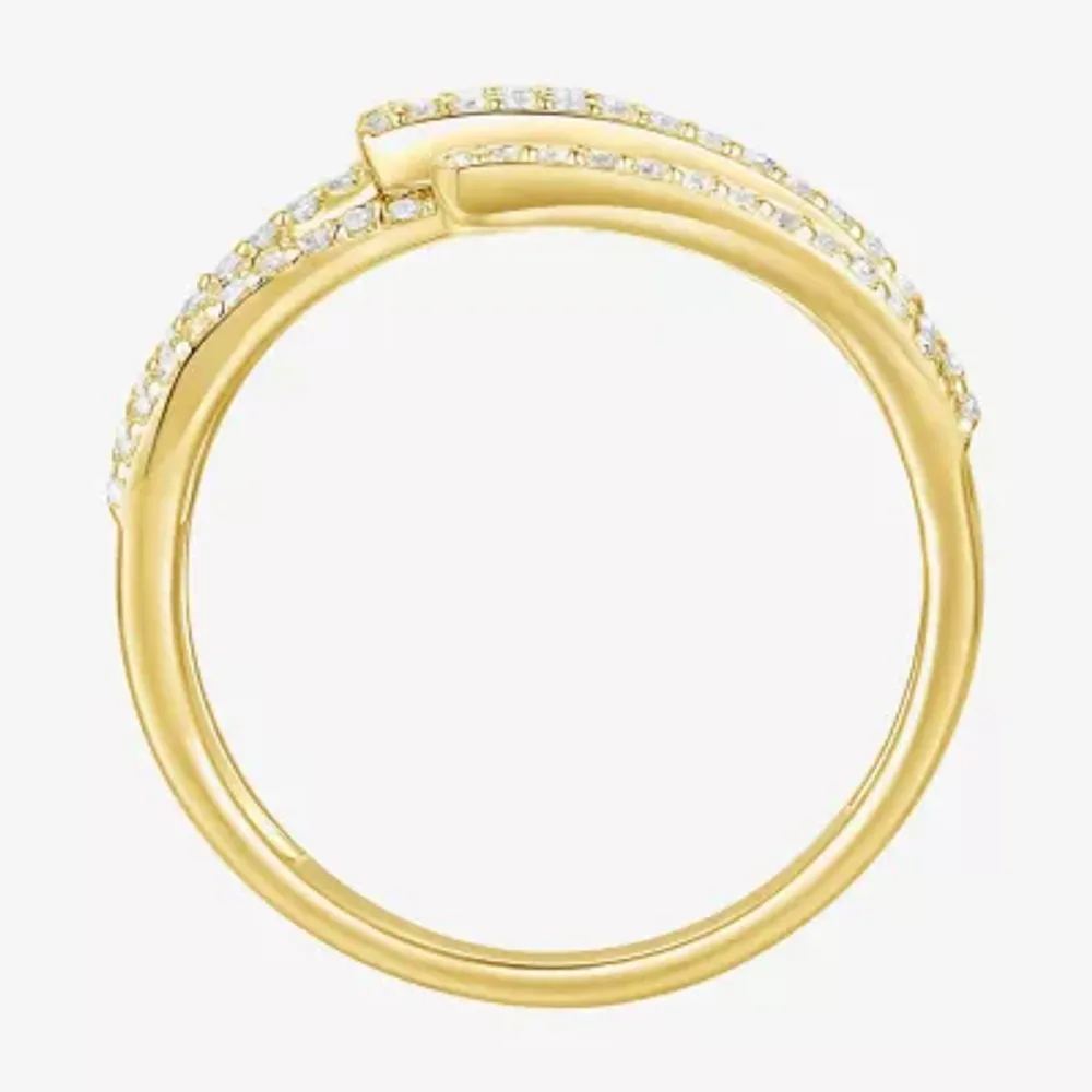 Lab Created Gemstone 14K Gold Over Silver Crossover Cocktail Ring