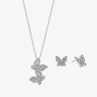 Sparkle Allure Light Up Box 2-pc. Cubic Zirconia Pure Silver Over Brass Butterfly Jewelry Set