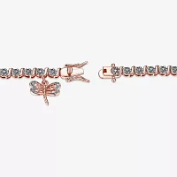 Sparkle Allure Dragonfly 14k Rose Gold Over Bronze Diamond Accent Bronze 7.25 Inch Round Tennis Bracelet