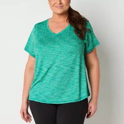 Xersion Womens V Neck Short Sleeve T-Shirt Plus