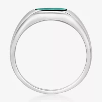 Womens Genuine Green Malachite Sterling Silver Round Cocktail Ring