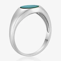 Womens Genuine Green Malachite Sterling Silver Round Cocktail Ring