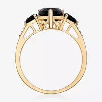 Womens Genuine Black Onyx 10K Gold Pear Cocktail Ring