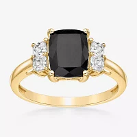 Womens Genuine Black Onyx 10K Gold Cushion Cocktail Ring