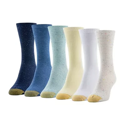 Gold Toe Waffle Knit Nep Midi 6 Pair Crew Socks Womens