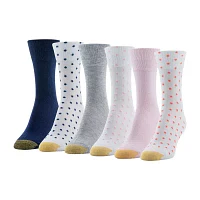 Gold Toe Polka Dot Midi 6 Pair Crew Socks Womens