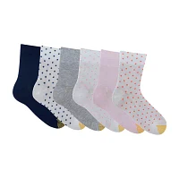 Gold Toe Polka Dot Midi 6 Pair Crew Socks Womens