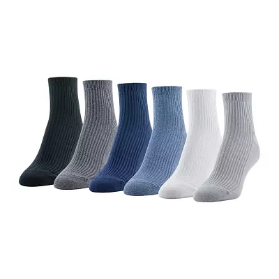 Gold Toe Simple Rib 6 Pair Quarter Ankle Socks Womens