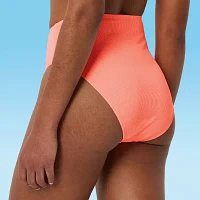 Decree Womens Lined Textured High Waist Bikini Swimsuit Bottom Juniors