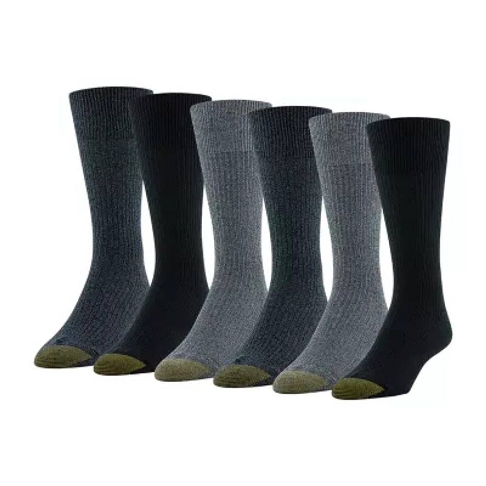 Gold Toe Stanton 6 Pair Big and Tall Crew Socks Mens