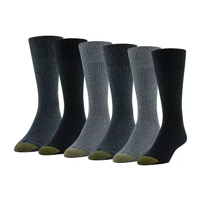 Gold Toe Stanton 6 Pair Big and Tall Crew Socks Mens