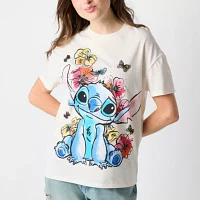 Juniors Stitch Nature Boyfriend Tee Womens Crew Neck Short Sleeve Lilo & Graphic T-Shirt