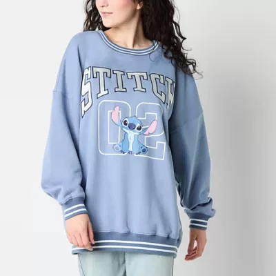 Juniors Womens Crew Neck Long Sleeve Lilo & Stitch Sweatshirt