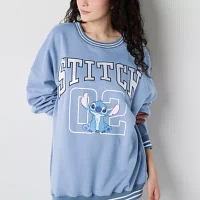 Juniors Womens Crew Neck Long Sleeve Lilo & Stitch Sweatshirt