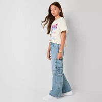Thereabouts Little & Big Girls Low Rise Wide Leg Cargo Pant