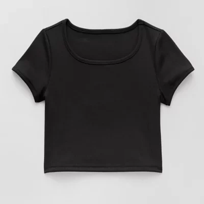 Xersion Little & Big Girls Ribbed Scoop Neck Short Sleeve T-Shirt