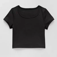 Xersion Little & Big Girls Ribbed Scoop Neck Short Sleeve T-Shirt