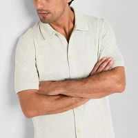 Stafford Mens Regular Fit Short Sleeve Button-Down Shirt
