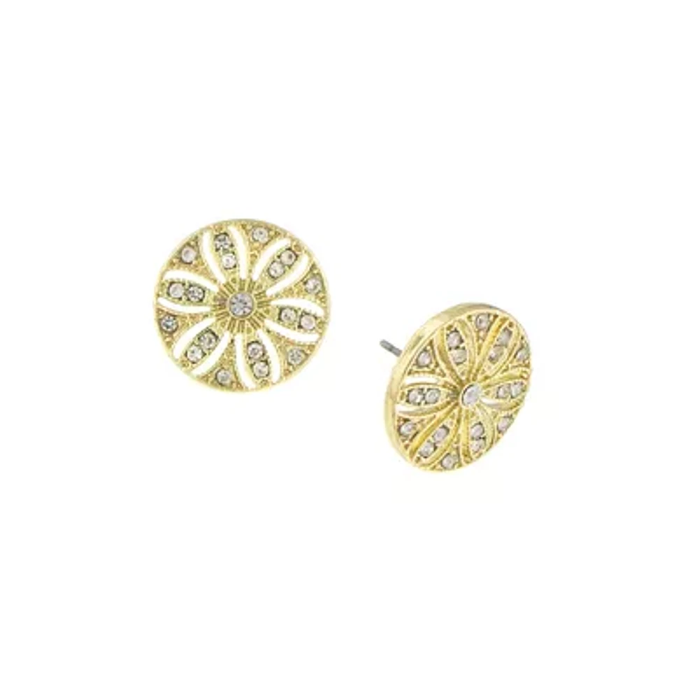 1928® Jewelry Gold-Tone Crystal Disk Button Earrings