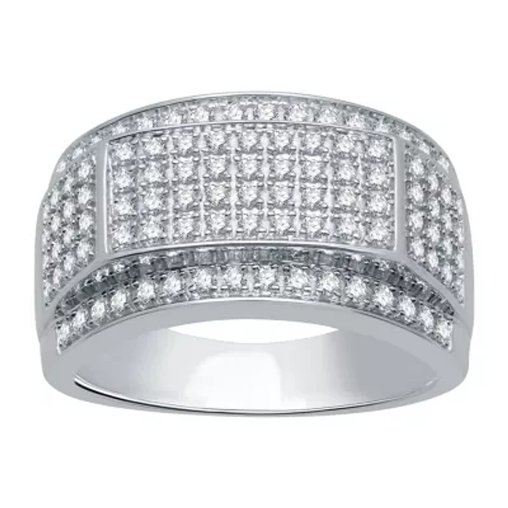 Mens 1 CT. T.W. Natural Diamond 10K White Gold Fashion Ring