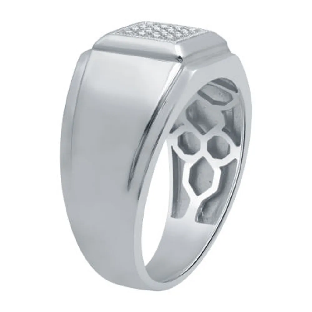 Mens 1/ CT. T.W. Natural Diamond 10K White Gold Fashion Ring