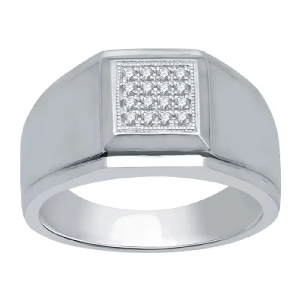 Mens 1/ CT. T.W. Natural Diamond 10K White Gold Fashion Ring