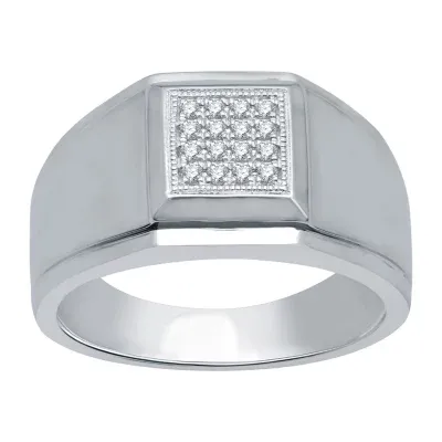 Mens 1/6 CT. T.W. Natural Diamond 10K White Gold Fashion Ring