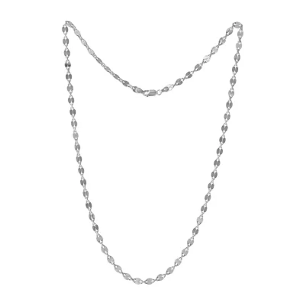 Made in Italy Sterling Silver 24 Inch Solid Link Chain Necklace