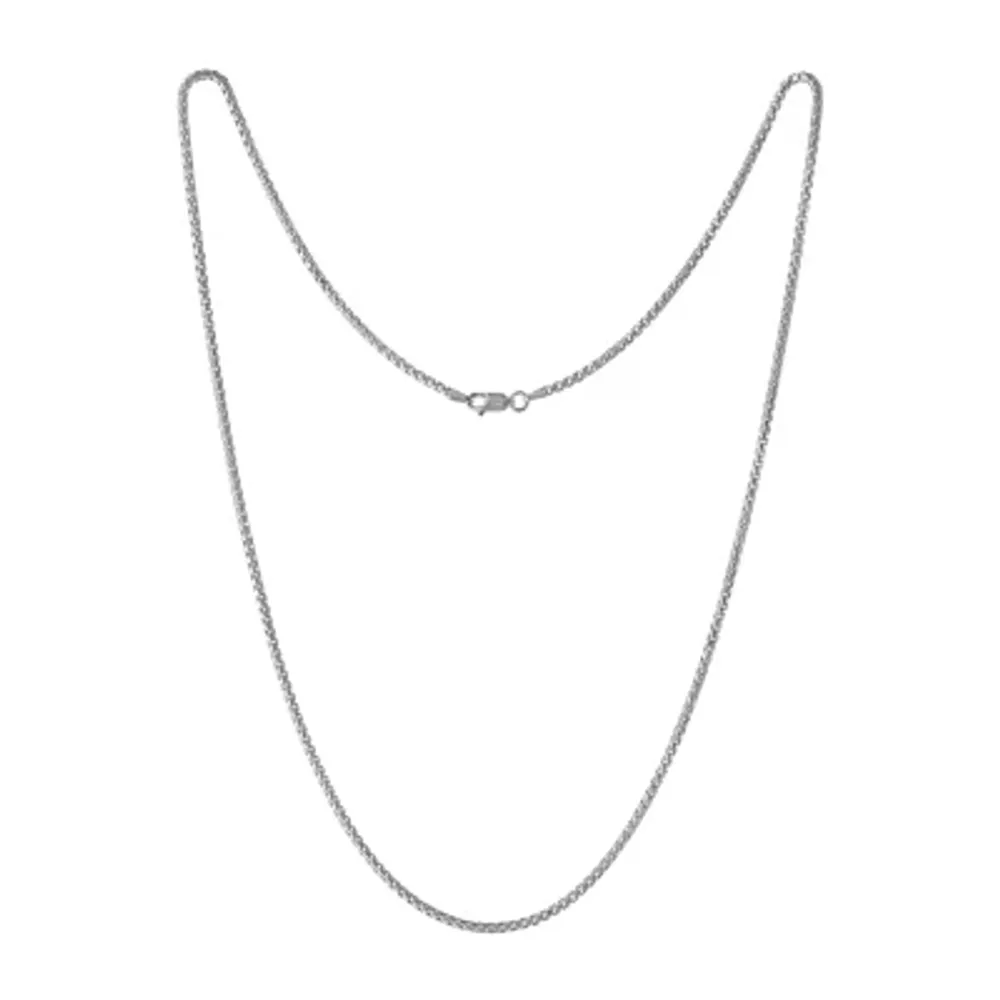 Made in Italy Sterling Silver 30 Inch Solid Box Chain Necklace