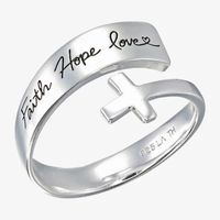 Footnotes Faith Sterling Silver Cross Bypass Band