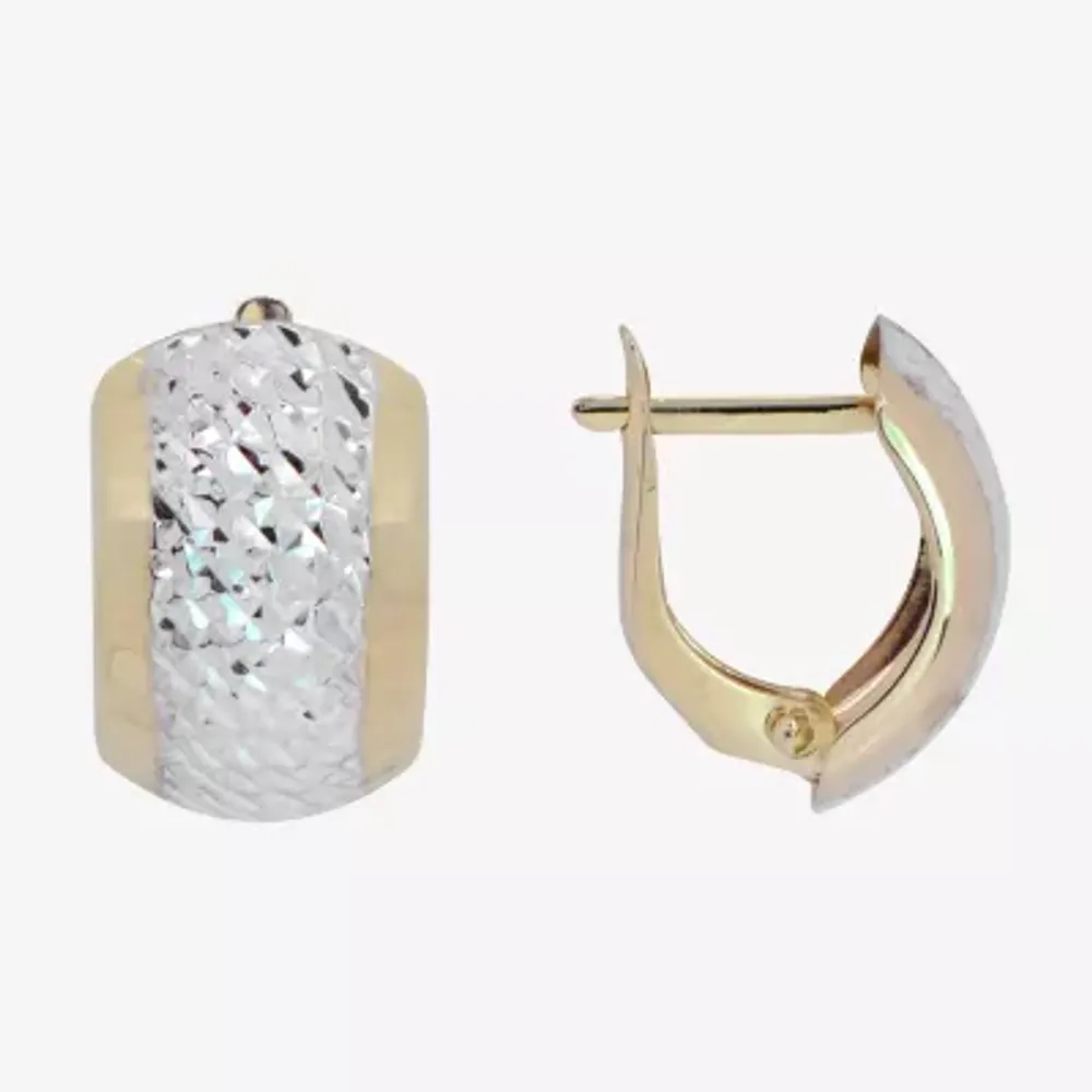 14K Two Tone Gold 15mm Hoop Earrings