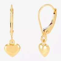 14K Gold Heart Drop Earrings