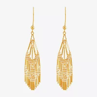 14K Yellow Gold Diamond-Cut Beaded Mesh Drop Earrings