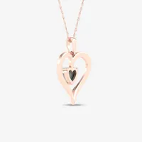 Womens 1/6 CT. T.W. Genuine Opal 10K Rose Gold Heart Pendant Necklace