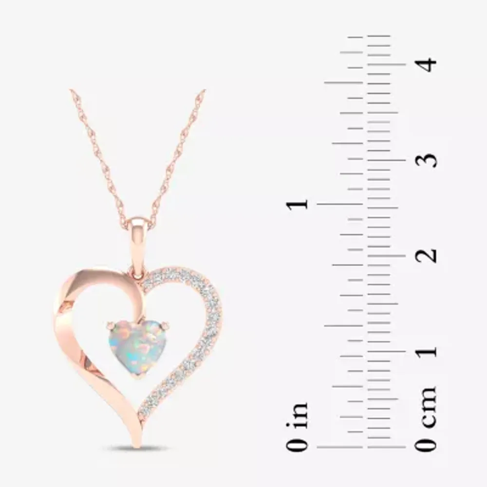 Womens Diamond Accent Genuine Pink Morganite 10K Rose Gold Heart Pendant  Necklace - JCPenney