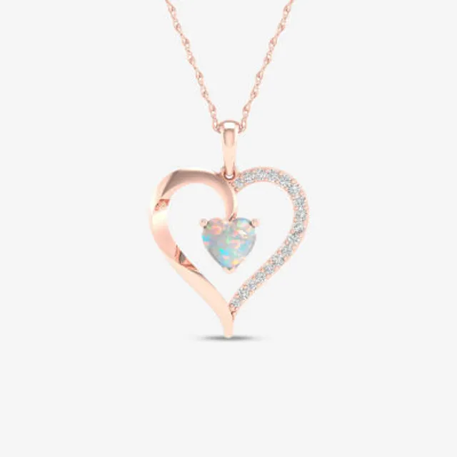 Womens Diamond Accent Genuine Pink Morganite 10K Rose Gold Heart Pendant  Necklace - JCPenney